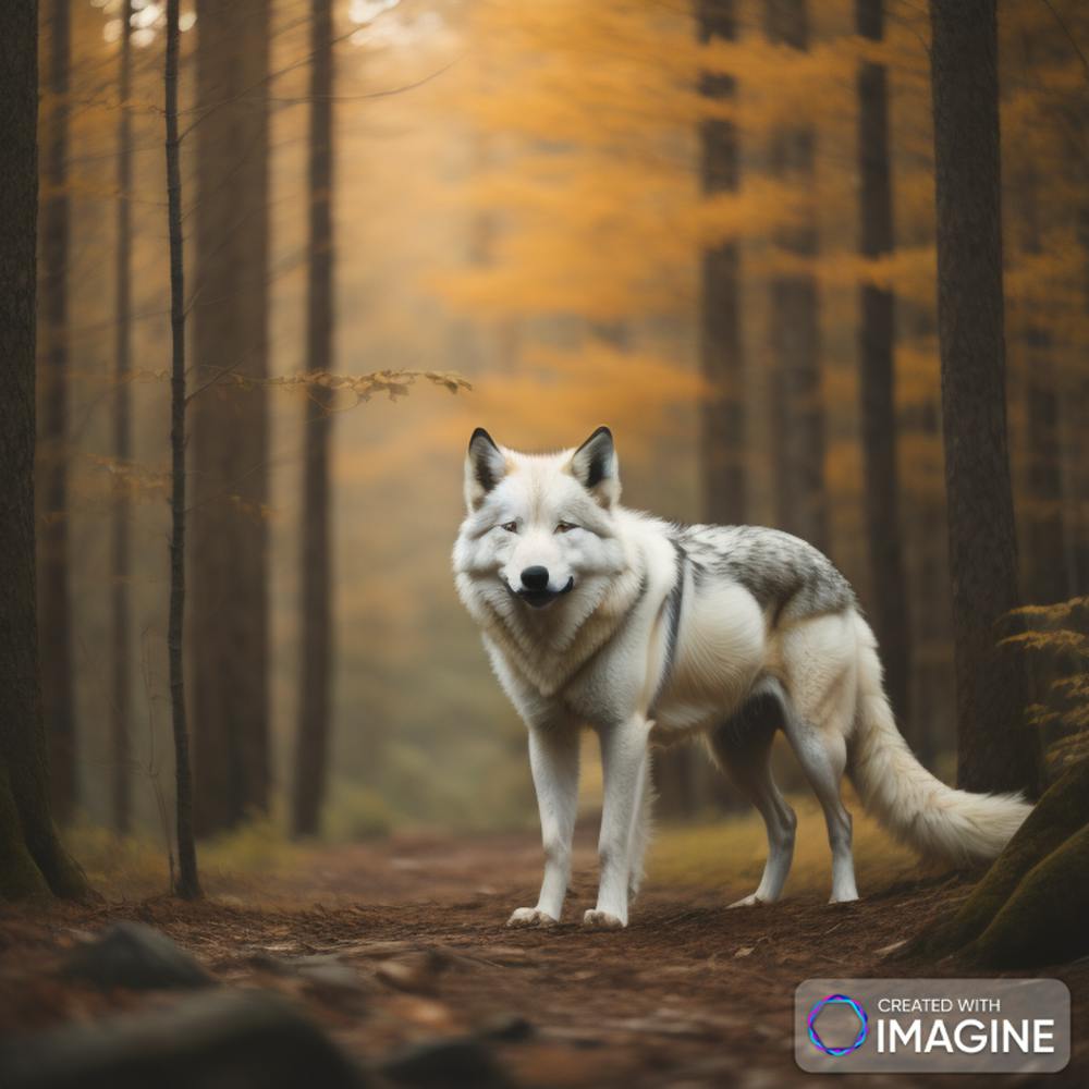 white wolf in the forest