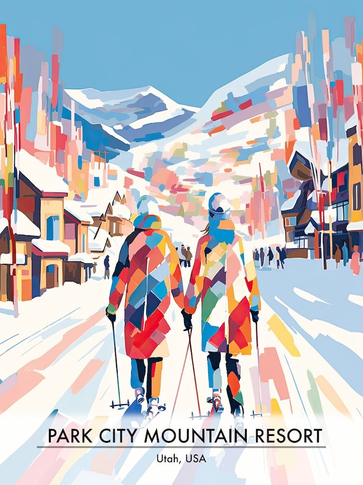 Park City Mountain Resort   Utah Usa, Ski Resort Poster Illustration 1