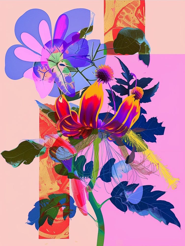 Cineraria 3 Neon Flower Collage