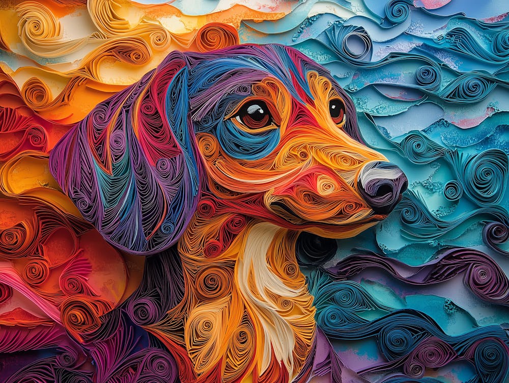 Dachshund Paper Quilling Dog Portrait