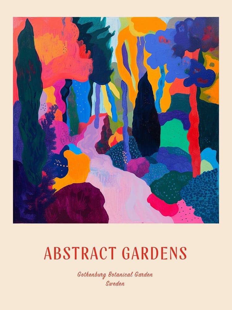 Colourful Gardens Gothenburg Botanical Garden Sweden 3 Red Poster