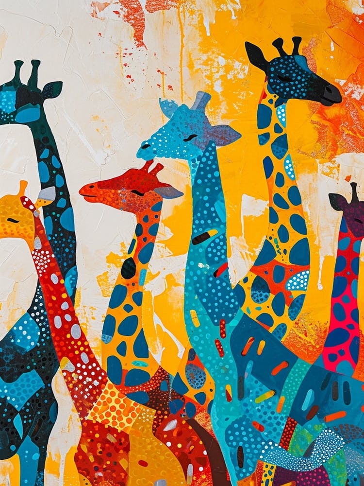 Abstract Geometric Giraffe Herd 4