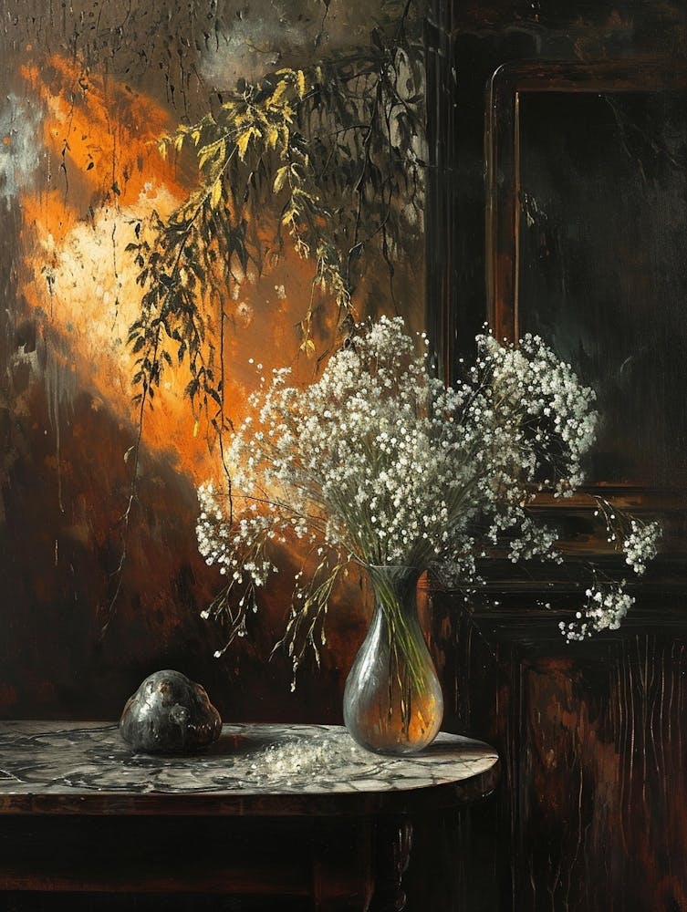 Baroque Floral Still Life Babys Breath 2