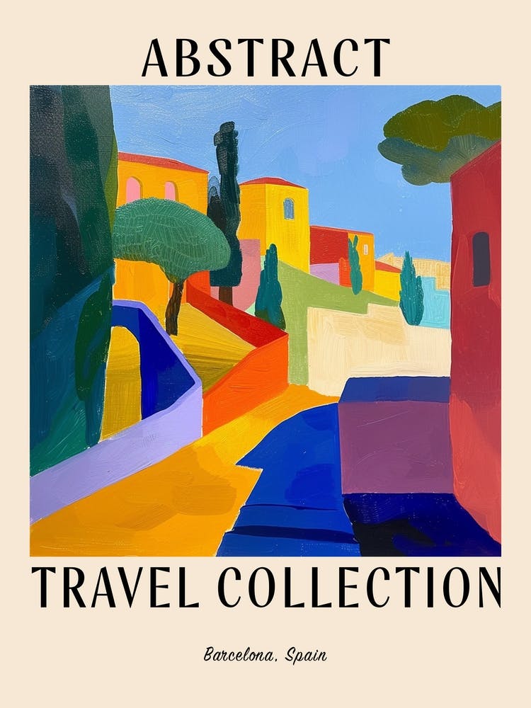 Abstract Travel Collection Poster Barcelona Spain 1