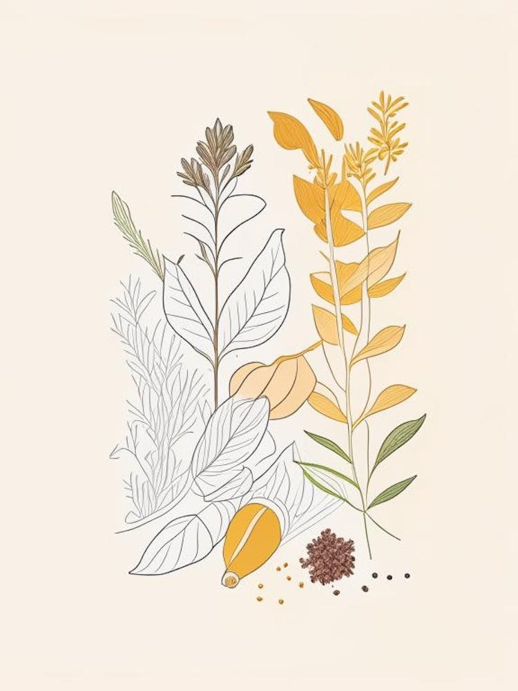 Ginger Spices And Herbs Minimal Line Drawing 1