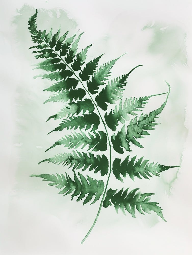 Green Ink Painting Of A Autumn Fern 3