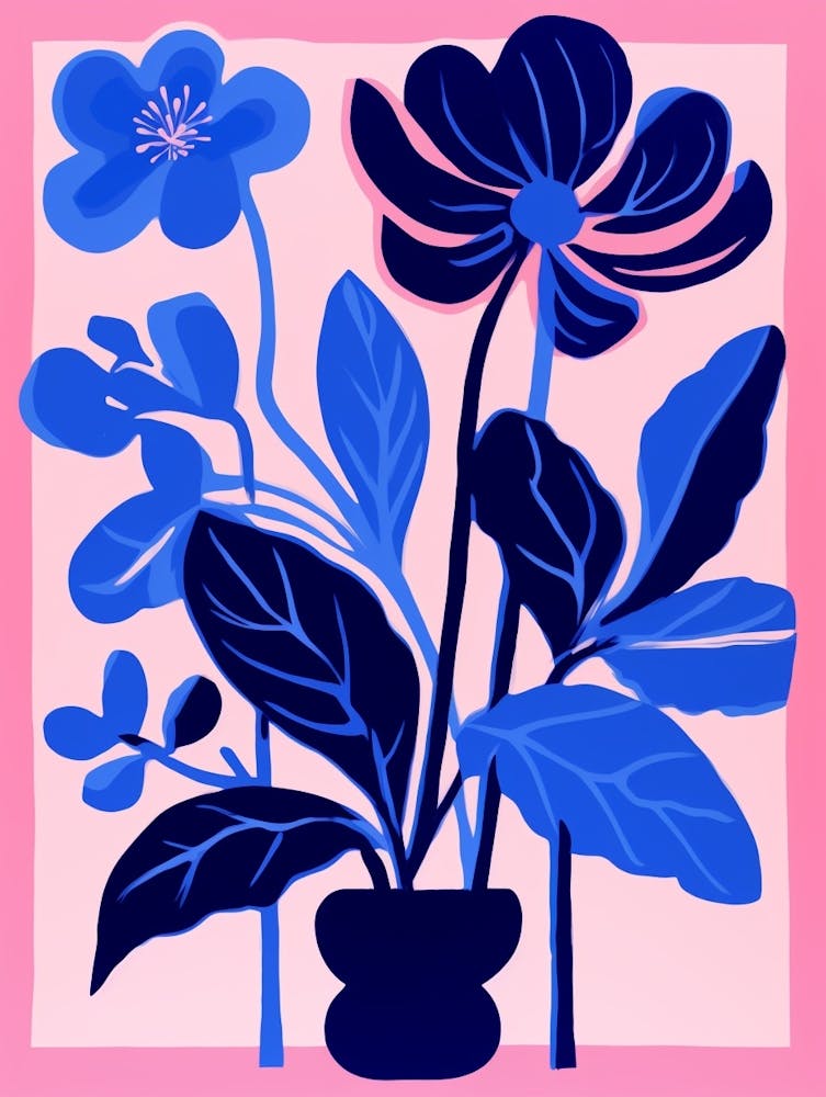 Blaue Blumen Illustration Cyclamen 3