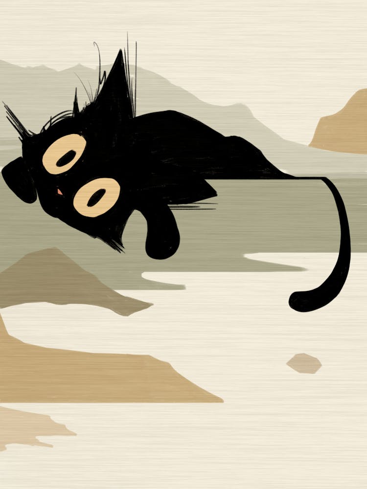 Black Cat Lying On The Hill