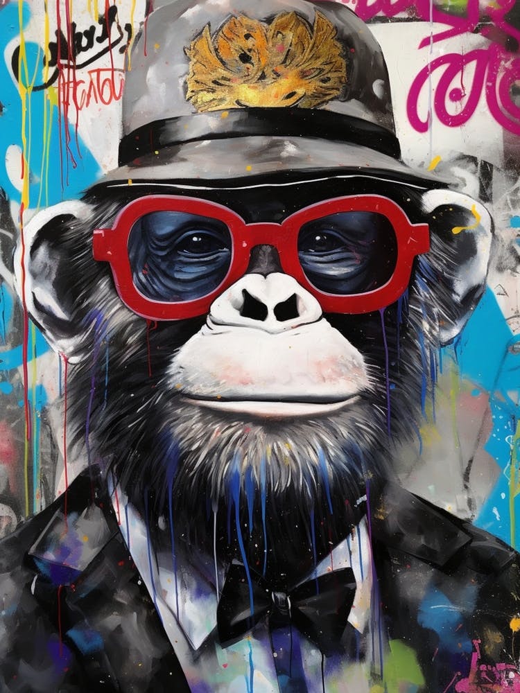 Monkey Wearing Hat Glasses Is We