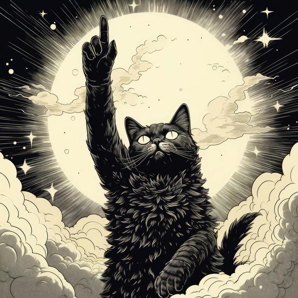 Cat Pointing Up The Sky Above 4