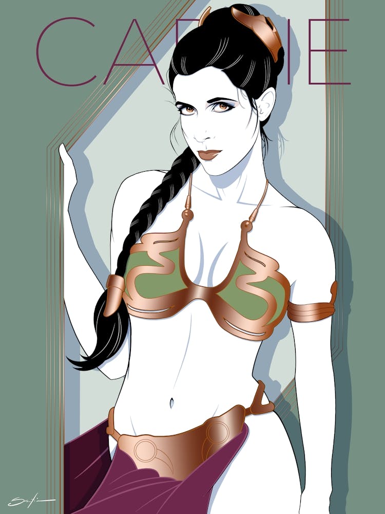 Carrie Fisher (Slave Leia) - Retro 80s Style