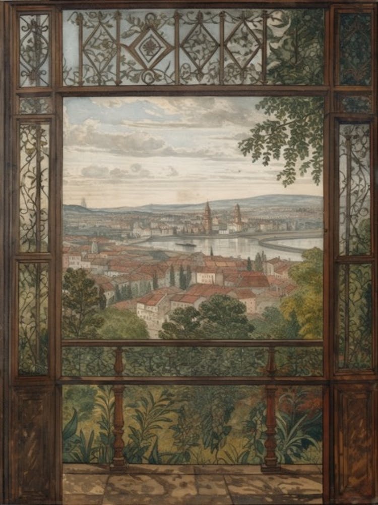 A Window View Of Vienna In The Style Of Art Nouveau 3