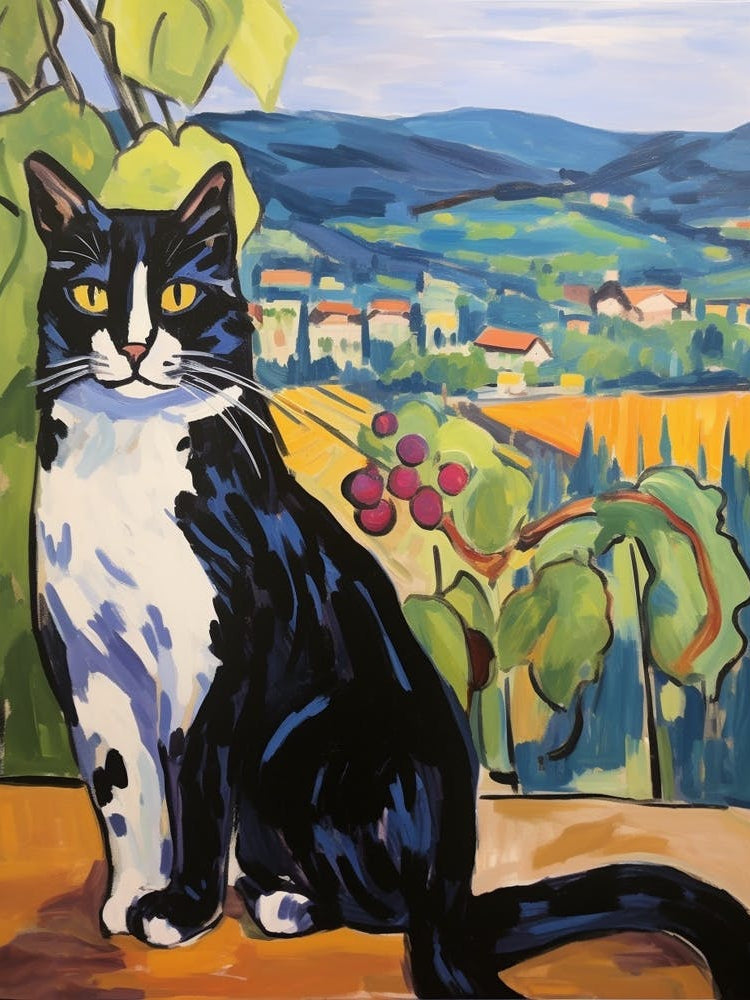 Painting Of A Cat In Montalcino Italy 4