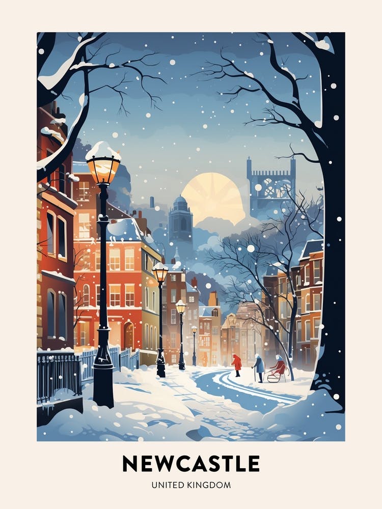 Winter Night  Travel Poster Newcastle United Kingdom 4