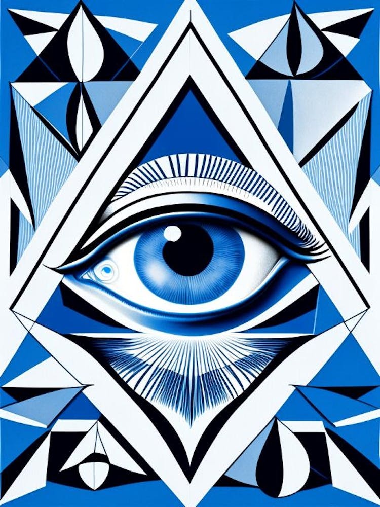 Collage Of Vision, Symbol, Third Eye Blue & White 1
