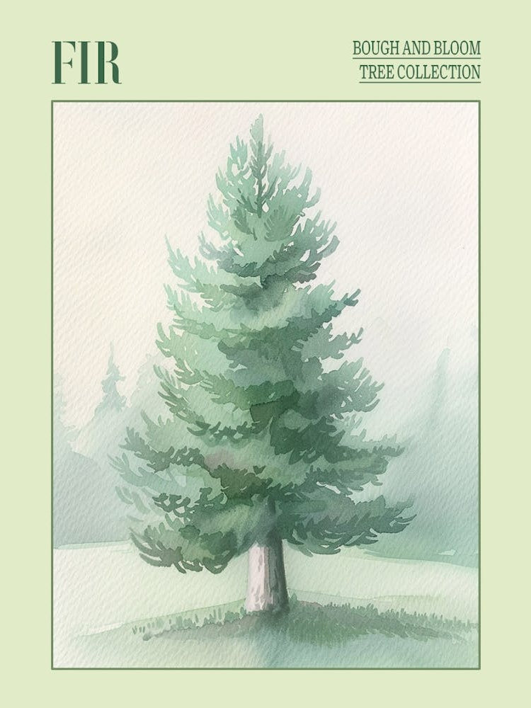 Fir Tree Atmospheric Watercolour Painting 4 Poster