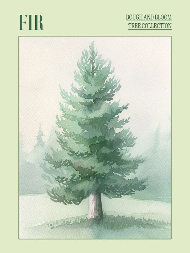 Fir Tree Atmospheric Watercolour Painting 4 Poster
