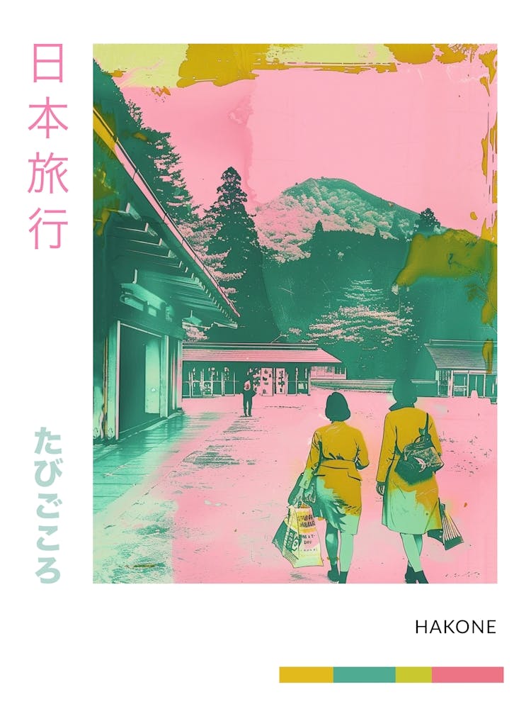 Hakone Japan Retro Duotone Silkscreen 4