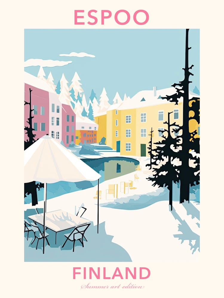 Espoo, Finland, Flat Pastels Tones Illustration 2 Poster