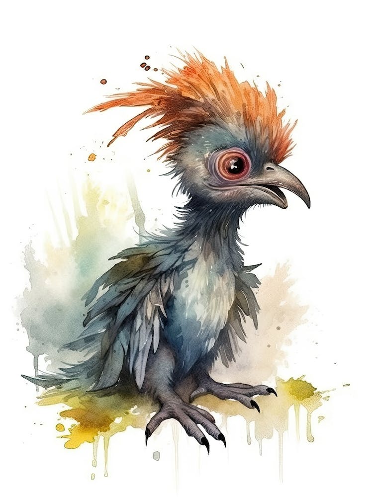 Microraptor Cute Dinosaur Watercolour 4