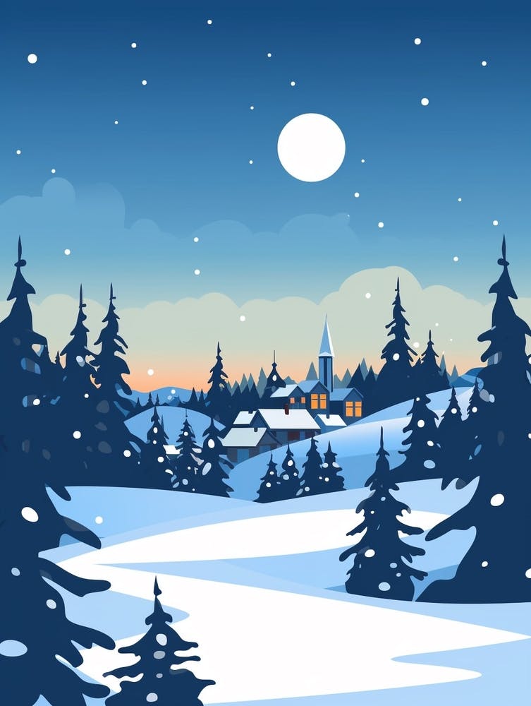 Retro Winter Illustration Rovaniemi Finland 2