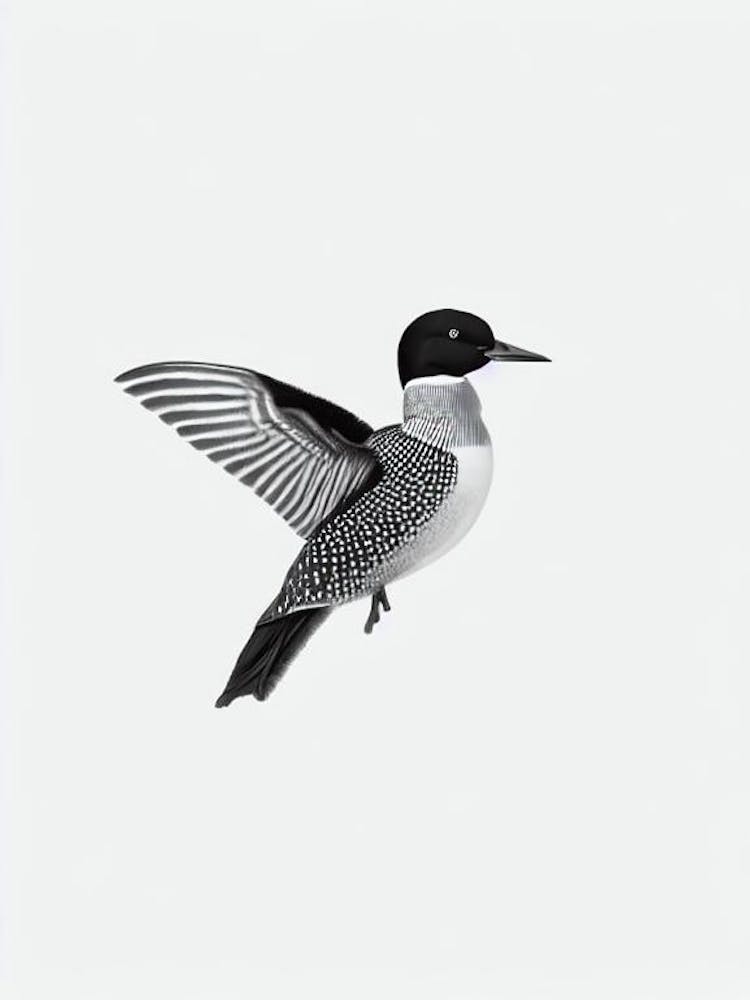 Loon B&W Pencil Drawing 2 Bird