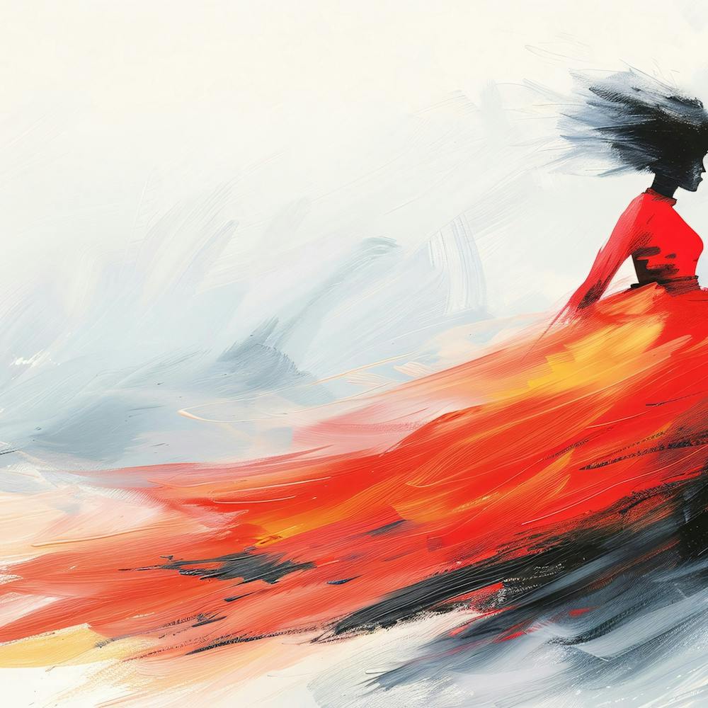 Abstract Of A Woman In Red Dress