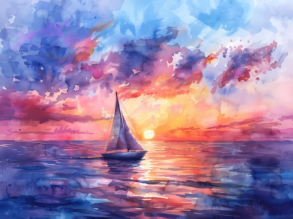 Segelboot bei Sonnenuntergang 1