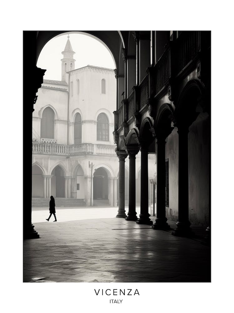 Poster Of Vicenza, Italy, Black And White Analogue Photography 1