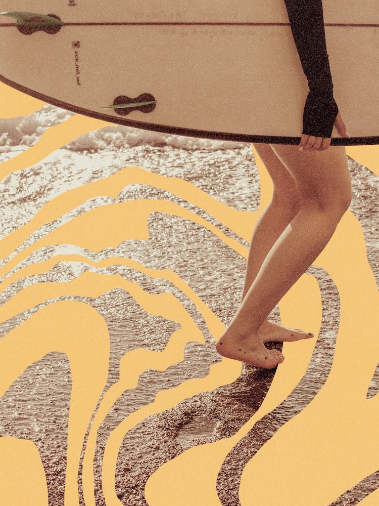 Surf Girl Print Vintage Surfing Poster Coastal Wall Art Boho Print INSTANT DOWNLOAD