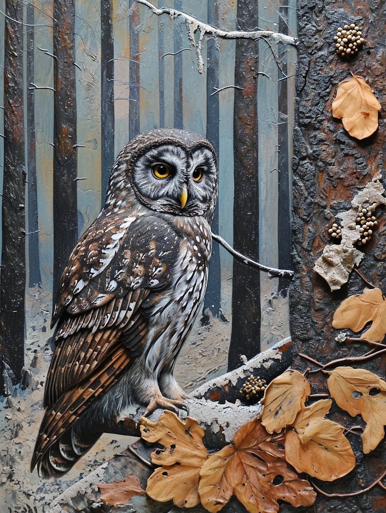 Illustration en Relief Chouette Boréale 4