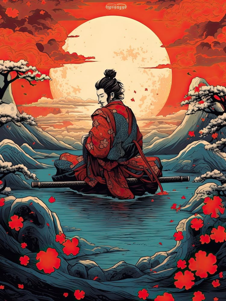 Samurai Ukiyo E Style Illustration 2