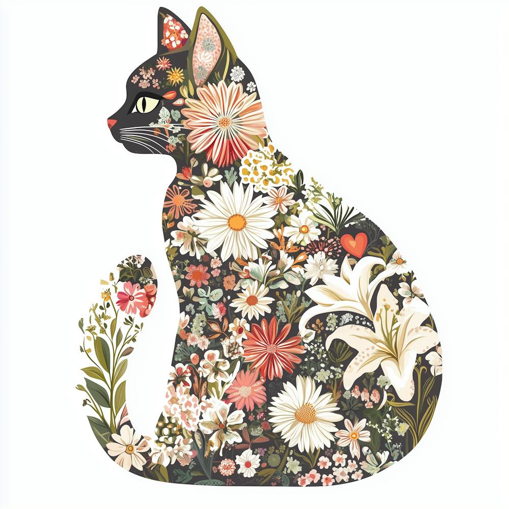 Cat With Flowers