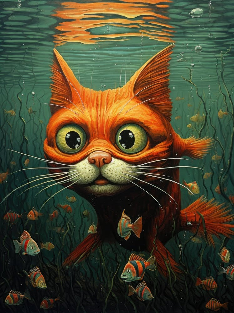 Orange Cat Underwater