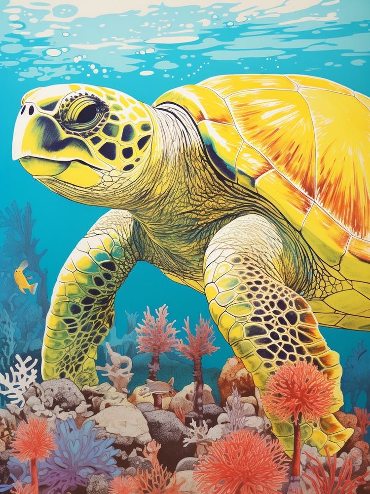Sea Turtle In The Ocean Blue Aqua 6