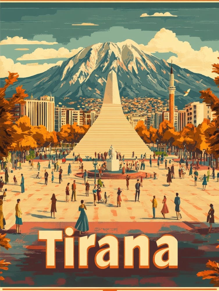 Aihrgdesign A Retro Travel Poster For Tirana 1