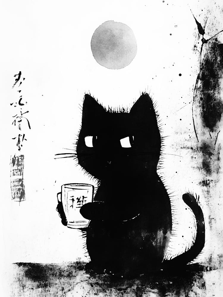 Cat With A Cup Of Tea