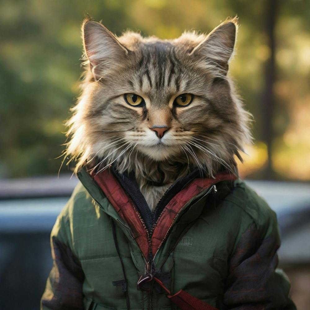 Katze in einer Jacke