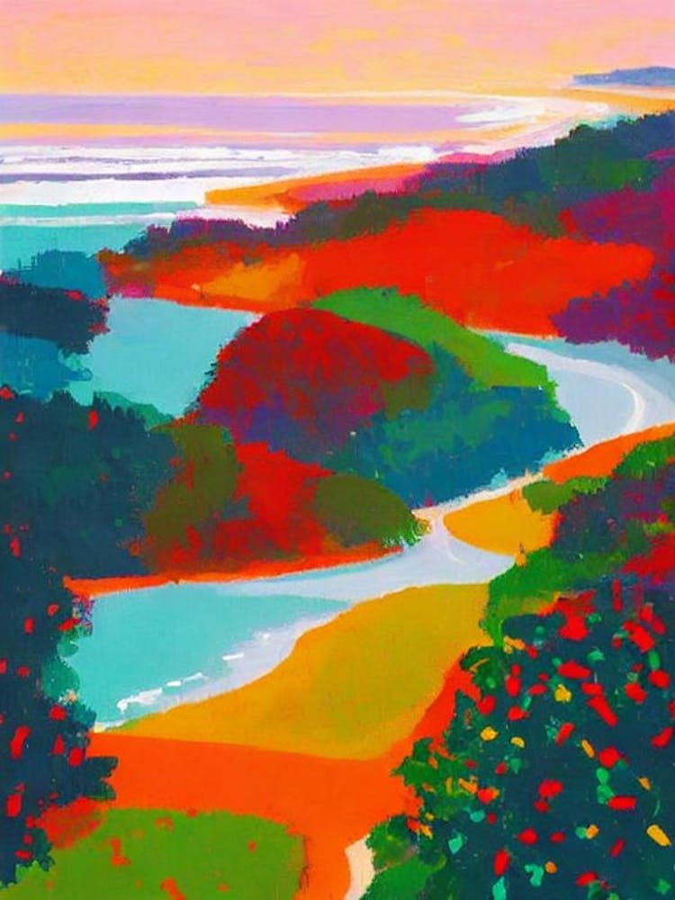 Coronado Beach, San Diego, California Hockney Style