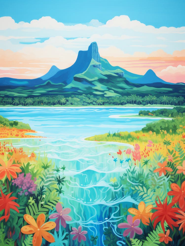 An Oil Painting Of Bora Bora, French Polynesia 2