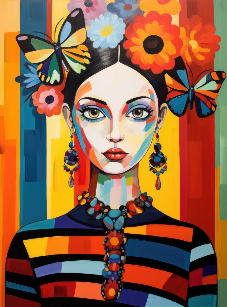Mexican Girl With Butterflies