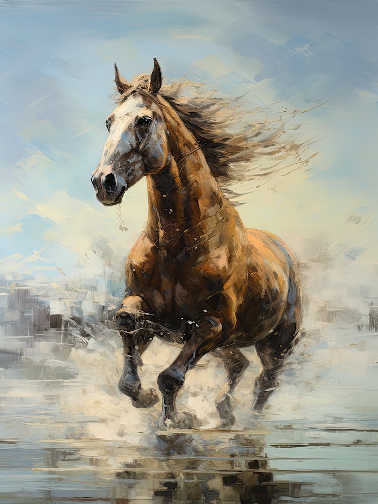 Horse Running Oil Painting Style 4
