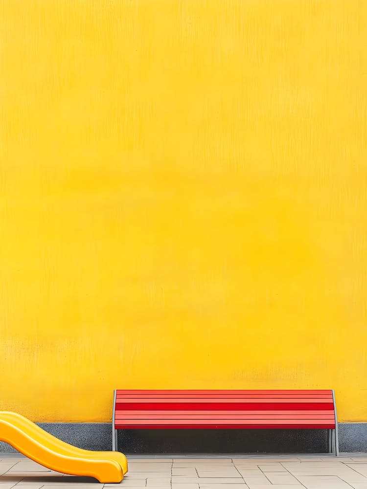 Yellow Wall With Bench And Slide