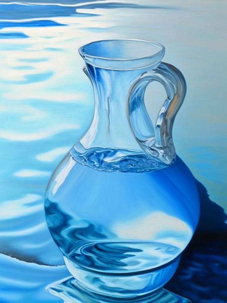 Water In Glass Jug Waterscape Marble Acrylic Painting 1