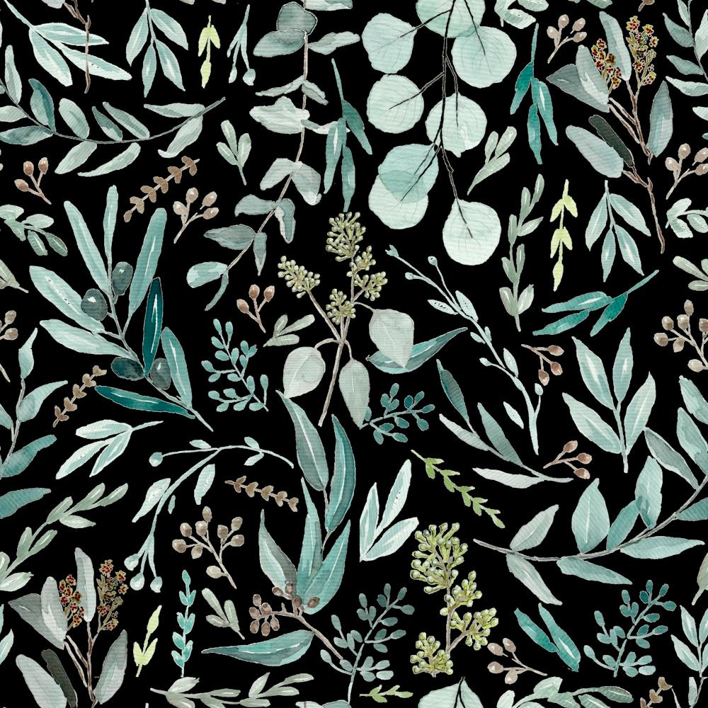 Eucalyptus Leaves Botanical Pattern - Black
