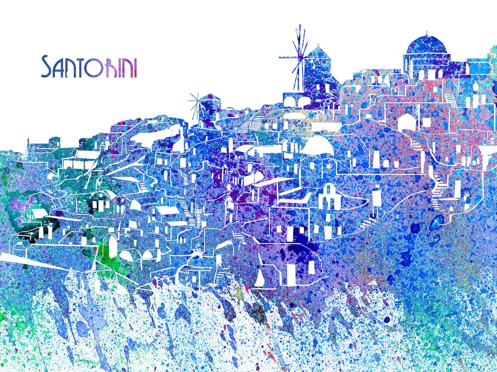 Santorini Greece Skyline Splash