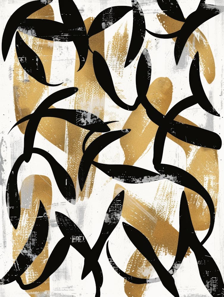 Abstract Gold And Black Painting 21