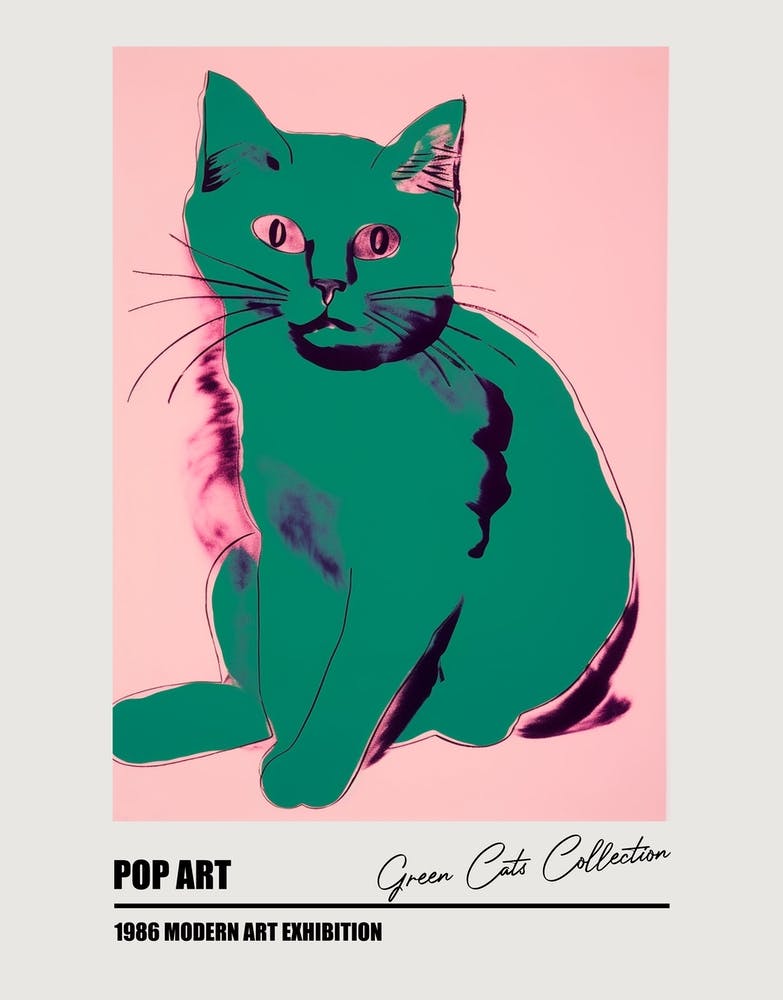 Green Cats Warhol Style Collection 1
