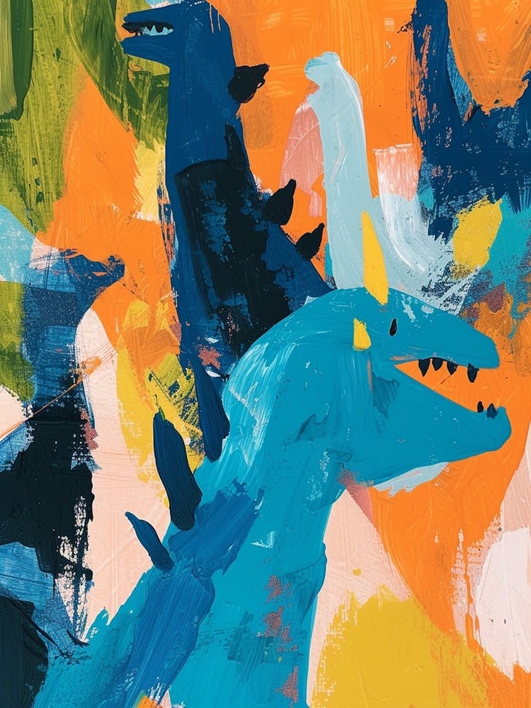 Abstract Group Of Dinosaurs Painting 2