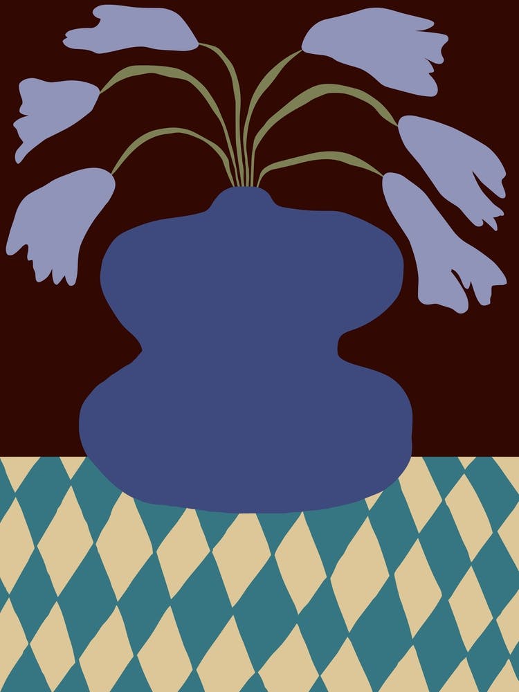 Purple pottery and dropping lily